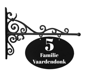 Uithangbord voordeur ovaal zwart