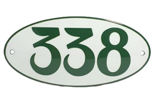 Emaille huisnummer met rand.
